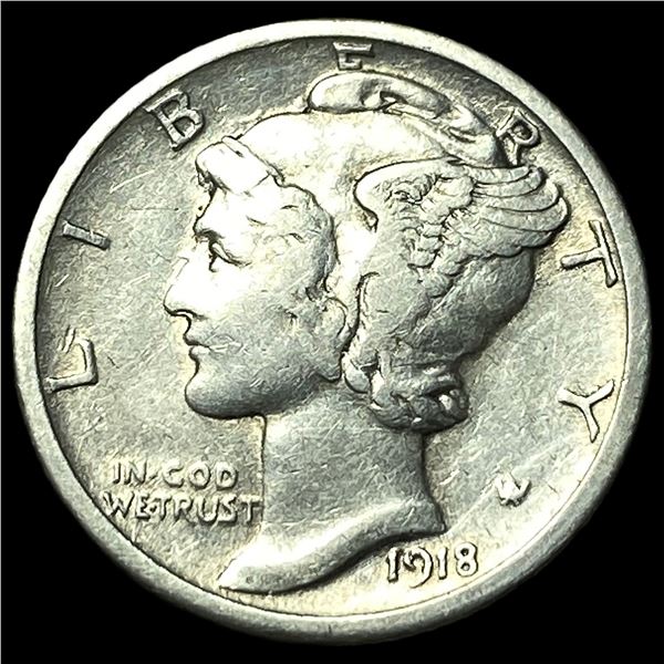 1918-S Silver Mercury Dime NEARLY  UNCIRCULATED