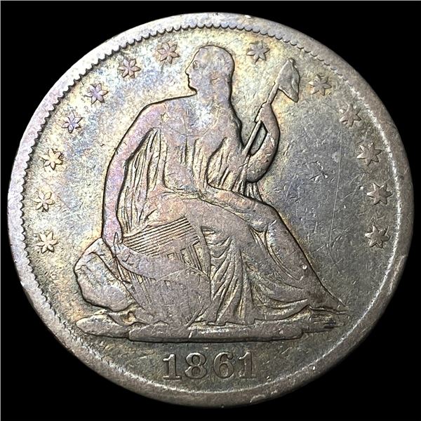 1861 Silver Half Dollar (Seated Liberty)  LIGHTLY CIRCULATED