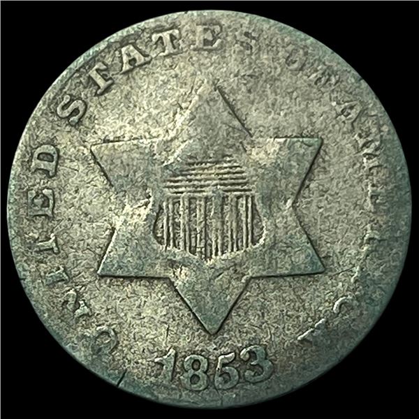 1853 Silver Three-Cent Piece LIGHTLY  CIRCULATED