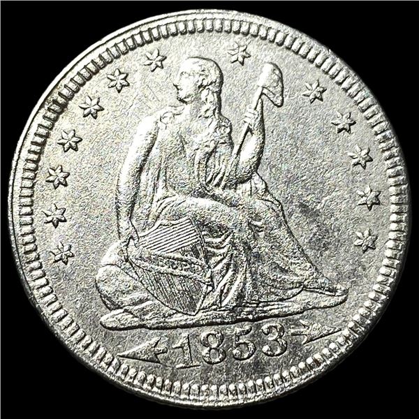 1853 Arrows Seated Liberty Silver Quarter  NEARLY UNCIRCULATED