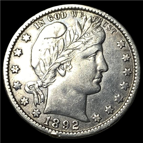 1892 Silver Barber Quarter NEARLY  UNCIRCULATED