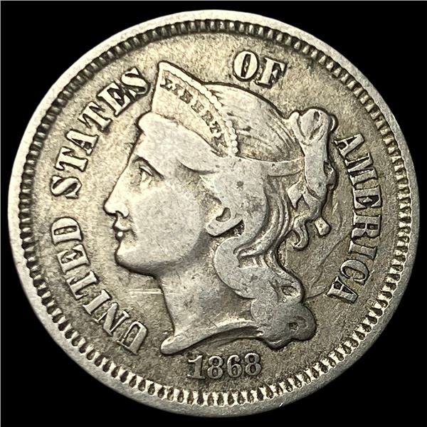 1868 Nickel Three-Cent Piece LIGHTLY  CIRCULATED