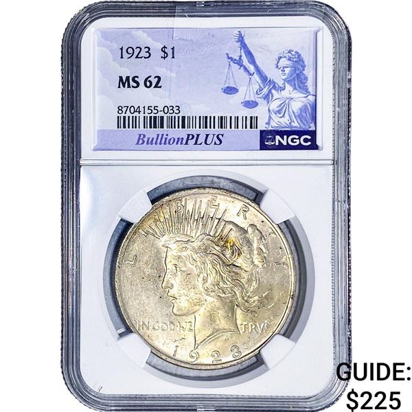 1923 Silver Peace Dollar NGC MS62