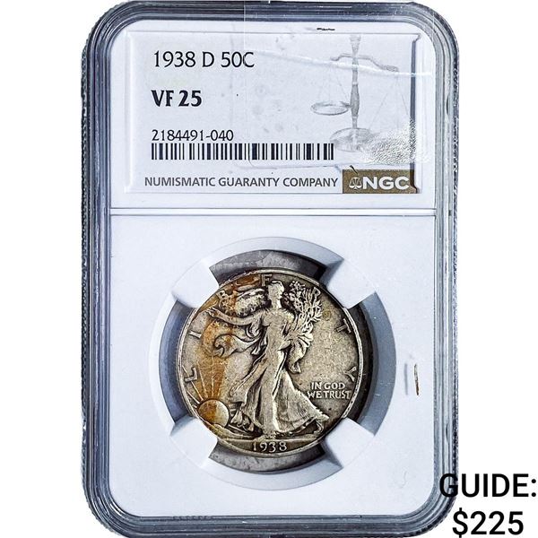 1938-D Walking Liberty Half Dollar NGC VF25