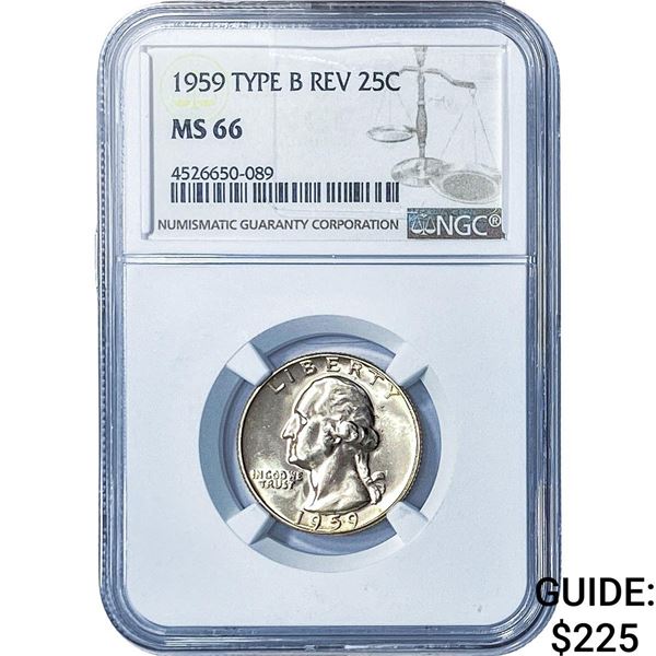 1959 Washington Silver Quarter NGC MS66 Type B Rev.