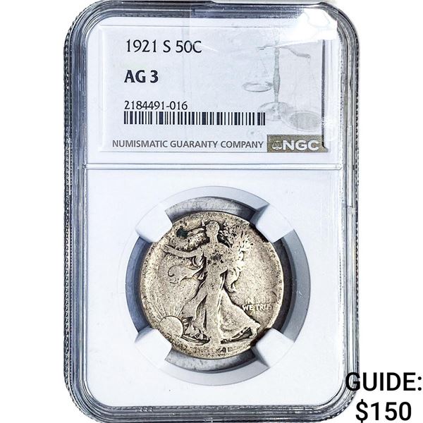 1921-S Walking Liberty Half Dollar NGC AG3