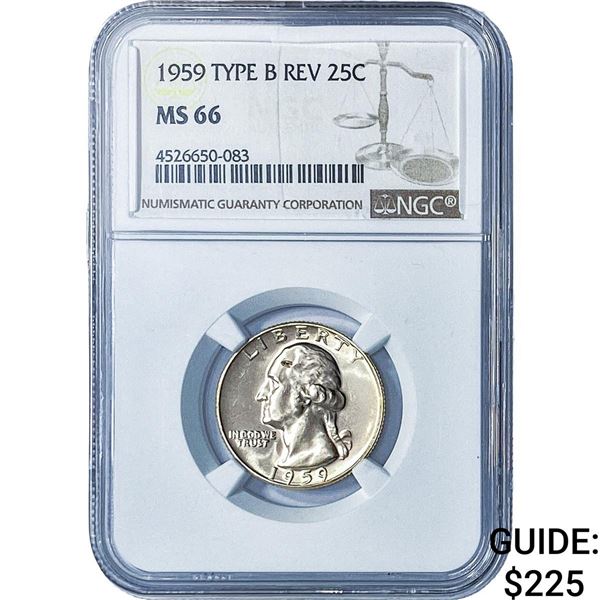 1959 Washington Silver Quarter NGC MS66 Type B Rev.