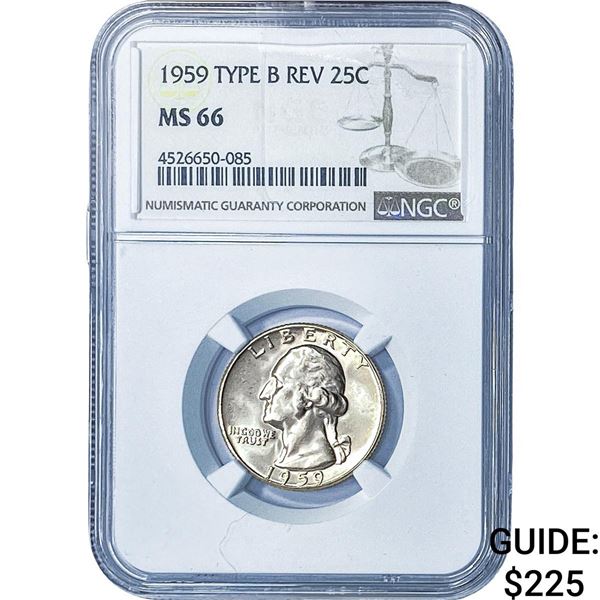 1959 Washington Silver Quarter NGC MS66 Type B Rev.