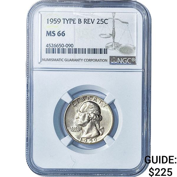 1959 Washington Silver Quarter NGC MS66 Type B Rev.