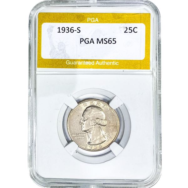 1936-S Washington Silver Quarter PGA MS65