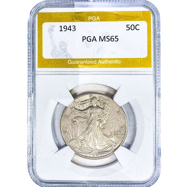 1943 Walking Liberty Half Dollar PGA MS65