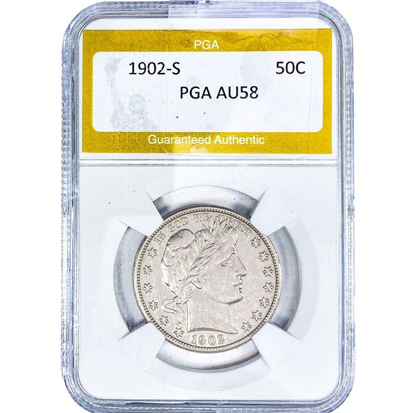 1902-S Barber Half Dollar PGA AU58