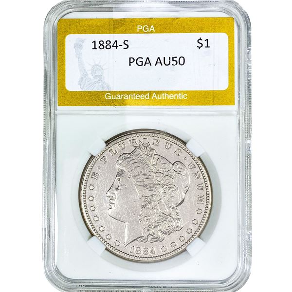 1884-S Morgan Silver Dollar PGA AU50