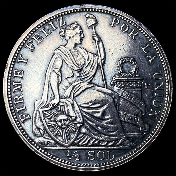 1917 FG JR Peru Silver 1/2 Sol