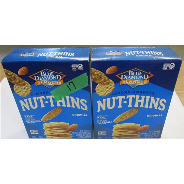 SHELF PULLS (AS IS):  NUT THINS (2 BOXES X 120G)
