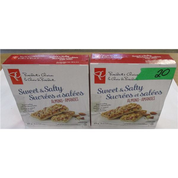 SHELF PULLS (AS IS):  SWEET & SALTY ALMOND BARS (2 BOXES X 175G)