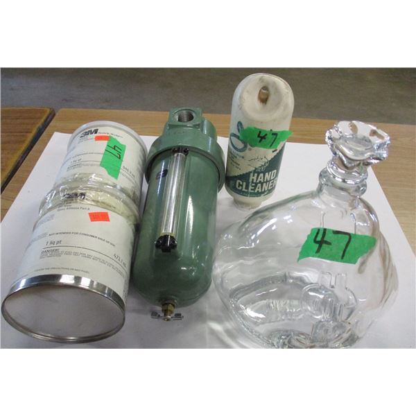 BOX C/W WATER FILTER, LUBRICATOR, DECANTER, ETC
