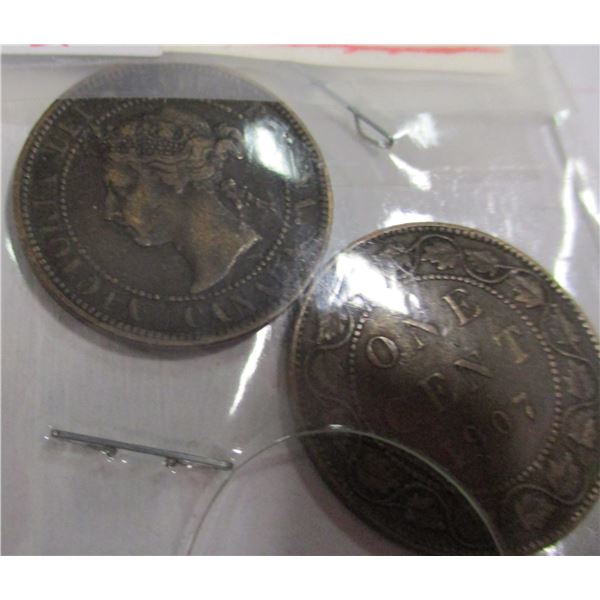 1901 VICTORIAN & 1907 KING EDWARD VII CANADA LARGE PENNIES
