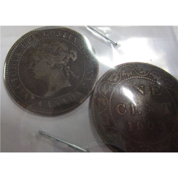 1888 VICTORIAN & 1909 CANADA KING EDWARD VII LARGE PENNY SET