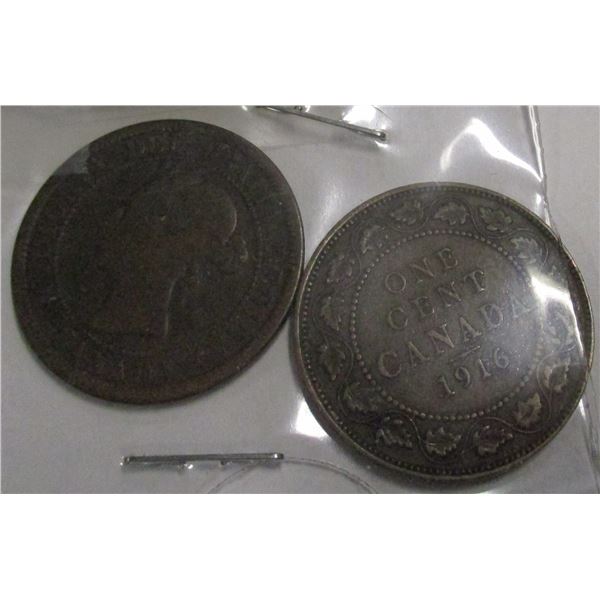 1888 VICTORIAN & 1916 KING GEORGE V CANADA LARGE PENNY SET