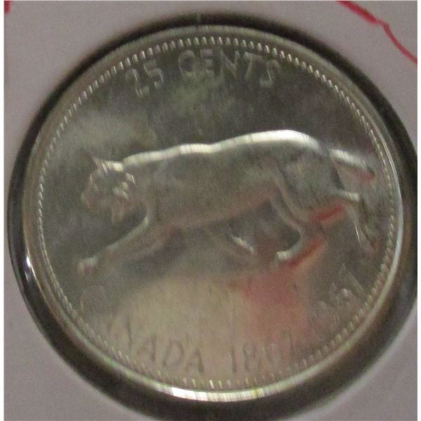 1867 - 1967 CANADA COUGAR SILVER QUARTER