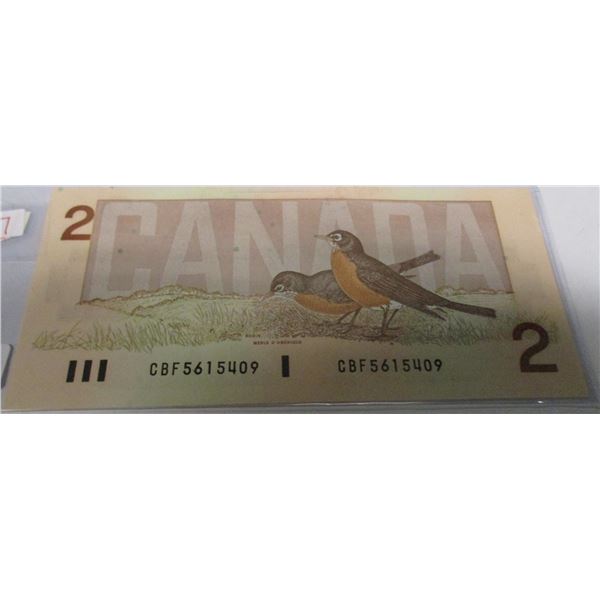 1986 CRISP UNCIRCULATED LAST OF CANADA $2 BIRD SERIES BILLS