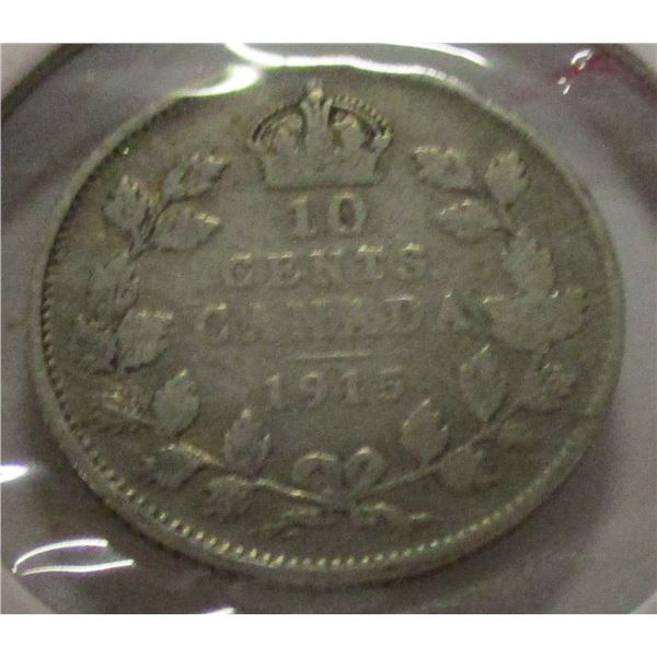 1915 KEY DATE CANADA SILVER DIME