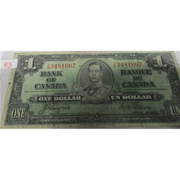 1937 CANADA KING GEORGE VI $1 BILL