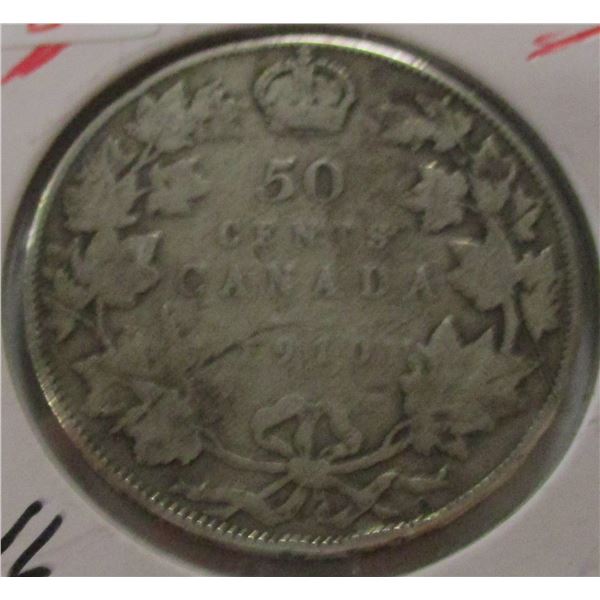 1910 CANADA KING EDWARD VII SILVER HALF DOLLAR