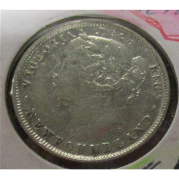 1965 NOVA SCOTIA VICTORIAN SCARCE SILVER 20 CENT COIN (CAT. VALUE $400.00)