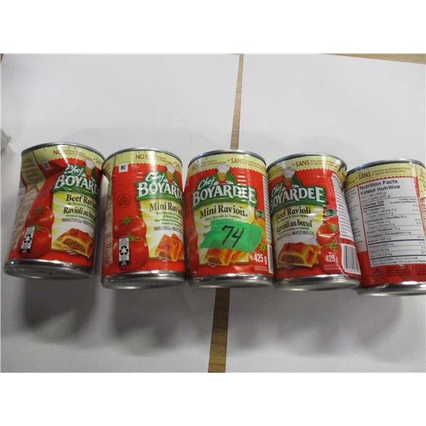 SHELF PULLS (AS IS):  CHEF BOYARDEE MINI RAVIOLI - 5 CANS