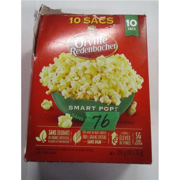 SHELF PULLS (AS IS):  SMART POP MICROWAVE POPCORN - 10 PACKAGES