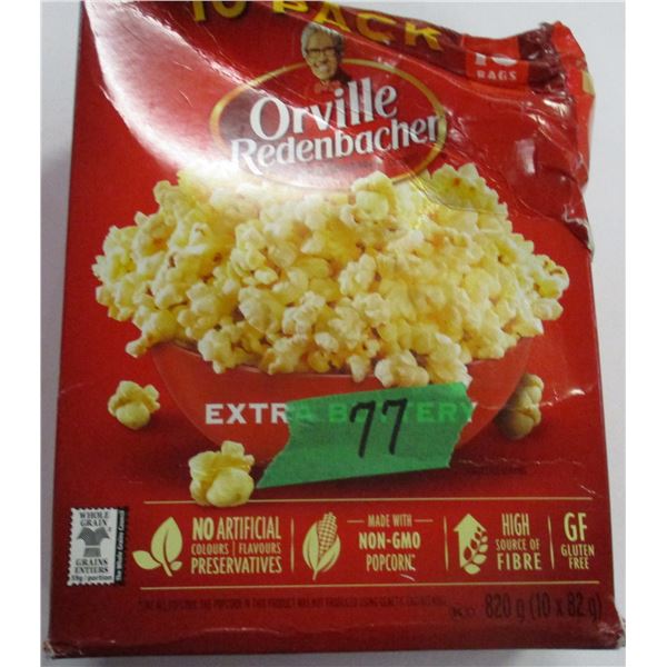 SHELF PULLS (AS IS):  EXTRA BUTTERY MICROWAVE PUCORN - 10 PACKS