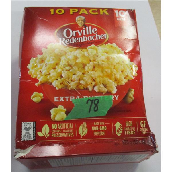 SHELF PULLS (AS IS):  EXTRA BUTTERY MICROWAVE PUCORN - 10 PACKS