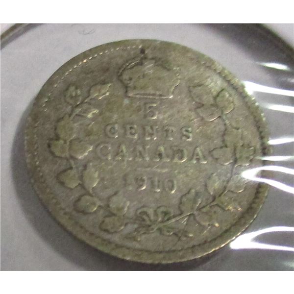 1910 CANADA KING EDWARD VII SILVER FIVE CENT