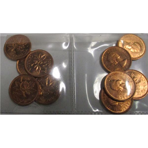 1963 CH/BU LOT OF 10 LAST OF CANADA PENNIES