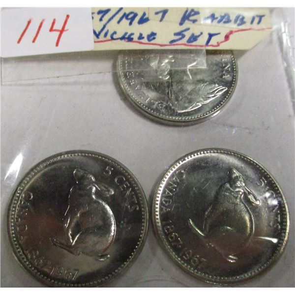 1867 - 1967 CH/BU CANADA CENTENNIAL RABBIT NICKEL SET