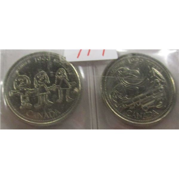 1999 CH/BU SEPTEMBER & OCTOBER MILLENIUM CANADA QUARTER SET