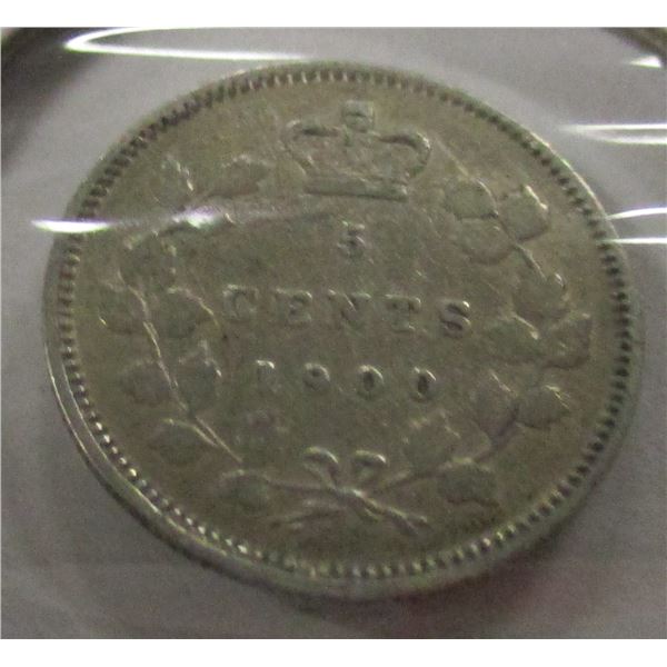 1900 CANADA VICTORIAN SILVER FIVE CENT