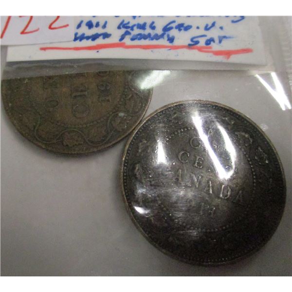 1909 & 1911 KING EDWARD VII & KING GEORGE V CANADA LARGE PENNIES