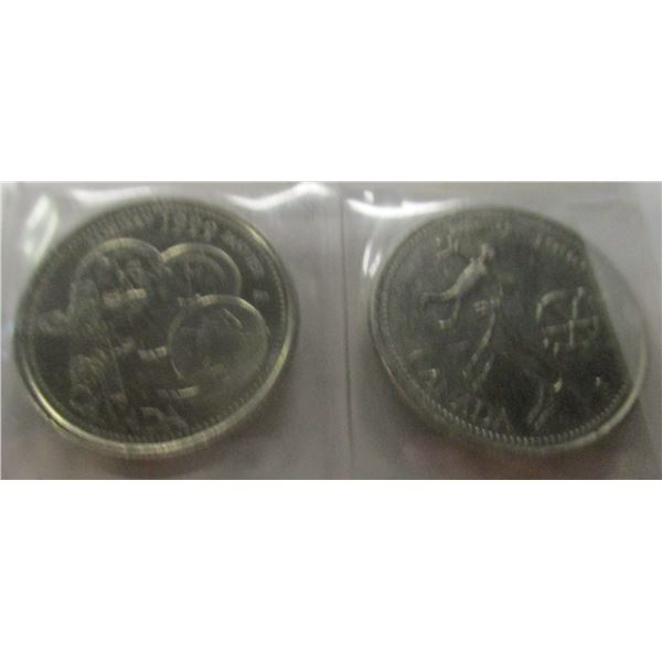 1999 CH/BU JANUARY & FEBRUARY MILLENIUM CANADA MINT QUARTER SET