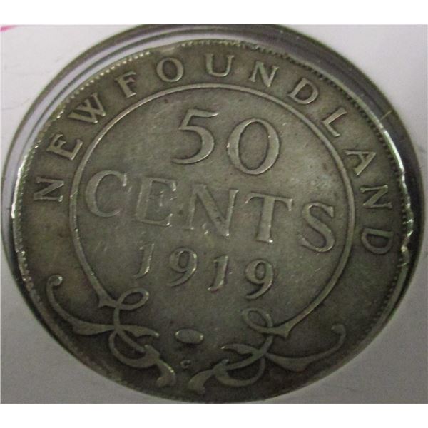 1919 NEWFOUNDLAND SILVER HALF DOLLAR