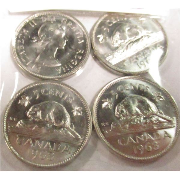 1963 CH/BU LOT OF FOUR CANADA MINT CONDITION NICKELS