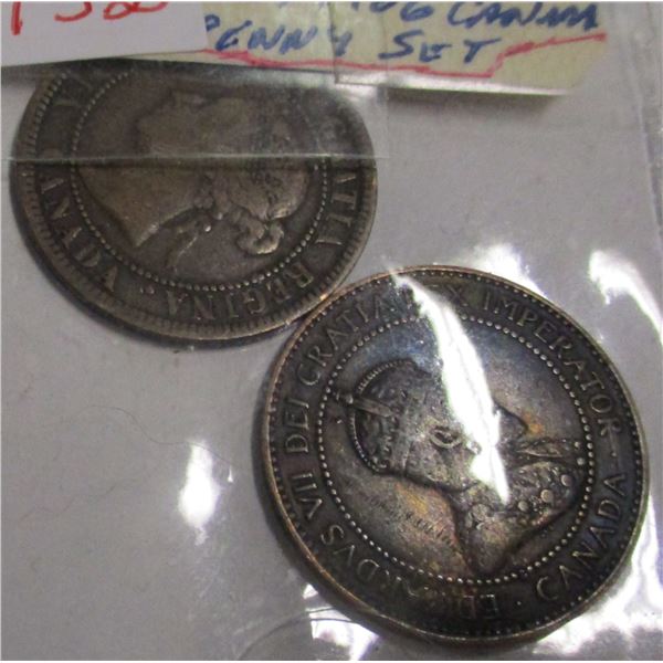 1888 VICTORIAN & 1906 KING EDWARD CANADA LARGE PENNY SET