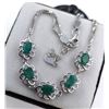 Image 1 : Sterling Silver Bracelet with Zambian Emeralds and Cubic Zirconia