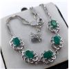 Image 2 : Sterling Silver Bracelet with Zambian Emeralds and Cubic Zirconia