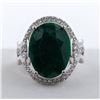 Image 1 : Sterling Silver Ring with 9ct Zambian Emerald and Cubic Zirconia, Size 9