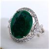 Image 2 : Sterling Silver Ring with 9ct Zambian Emerald and Cubic Zirconia, Size 9
