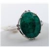 Image 2 : Sterling Silver Ring with 6.6ct Zambian Emerald & Cubic Zirconia