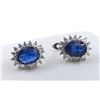 Image 1 : Sterling Silver Earrings with Blue Sapphires and Cubic Zirconia